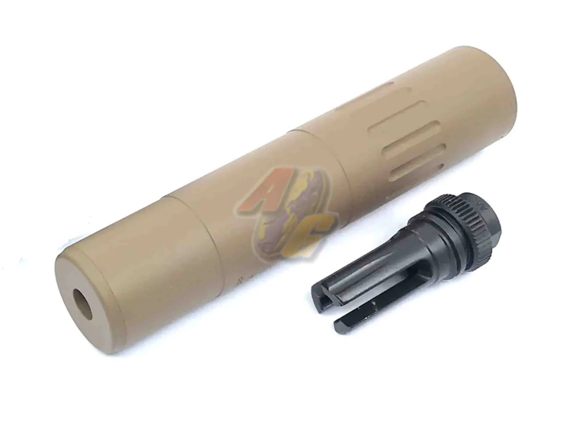 [AA-SIL-11-DE] Airsoft Artisan M4 2000 Style Silencer with Flash Hider - DE (14mm-)