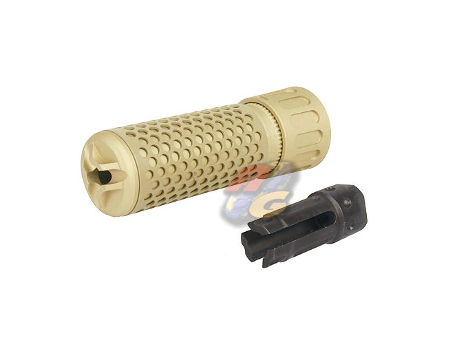 Knight's Armament Airsoft 556 QDC Airsoft Suppressor with Quick Detach Function 128mm - TAN (14mm-) by Madbull