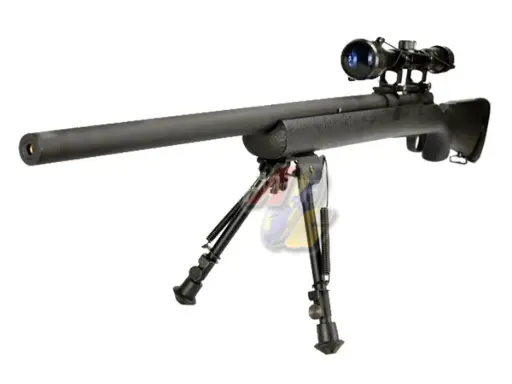 [SW-04B-PLUS-BK] Snow Wolf M24 Civilian Type Airsoft Sniper with Scope and Bipod (Black/ Air-Cocking)