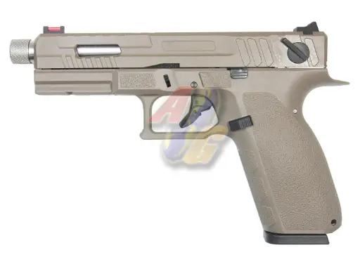 [KJ-GP-13F-TBC-CO2] KJ KP-13F Full Auto Metal Slide Co2 GBB with Thread Barrel  ( TAN )
