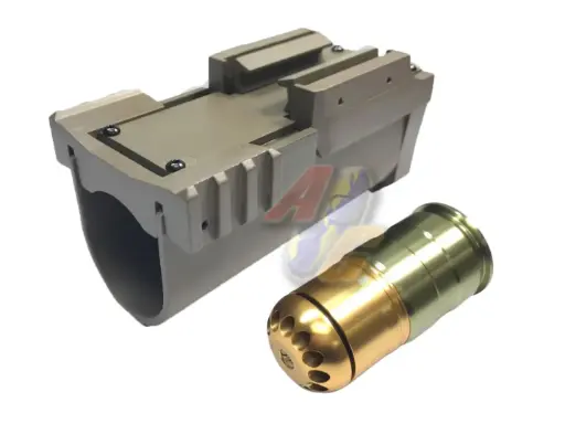 [AF-CT0025B] Armyforce CNC Aluminum M203 Mini Grenade Launcher with 64rds 40mm Airsoft Grenade Cartridge (Tan)