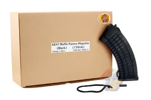 [GP-AMAG-GP581P-AG] G&P AK47 150 Rounds Waffle Pattern Magazine (10 Pcs Box Set)- Black