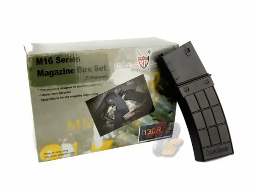 [KA-AMAG-37VBK] King Arms M16 130 Rounds Magazines With TD Marking Box Set (5pcs) - BK