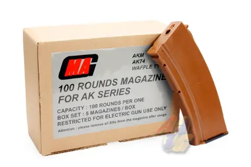 [MAG-008B] MAG 100 Rounds Magazine for AK Series Box Set (AK74) (Bakelite)